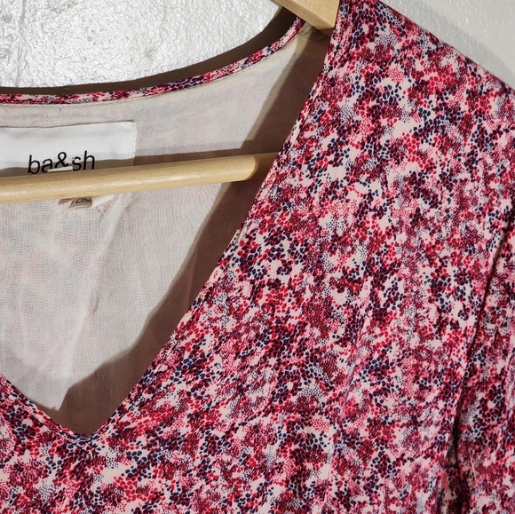 ba&sh Nina Dress 3/4 Sleeve Floral Tiered - Picture 6 of 10